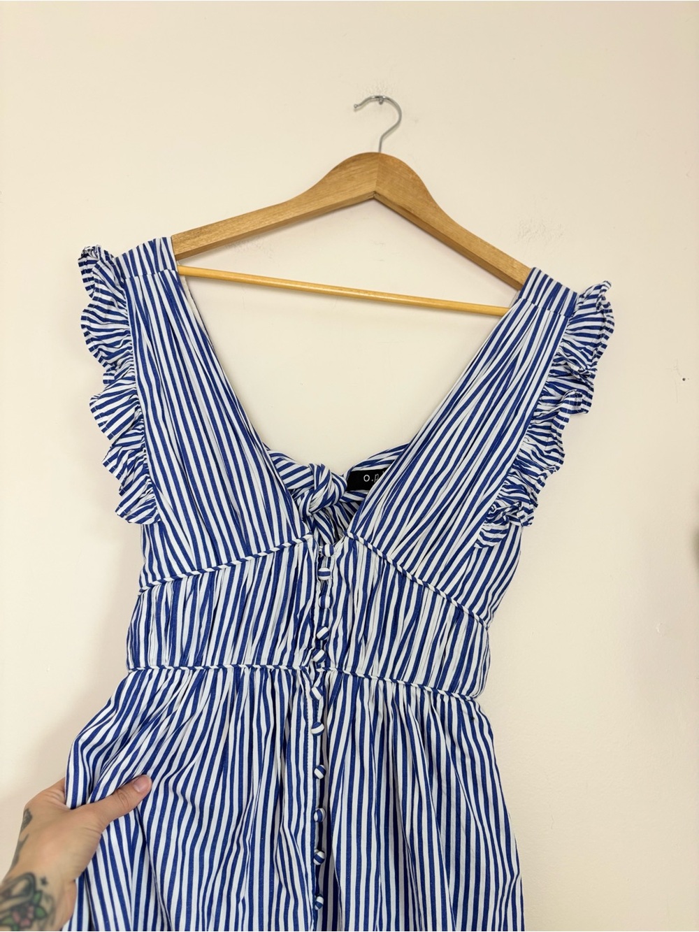 O.P.T. Stella Blue & White Stripe Midi Dress - Picture 4 of 8